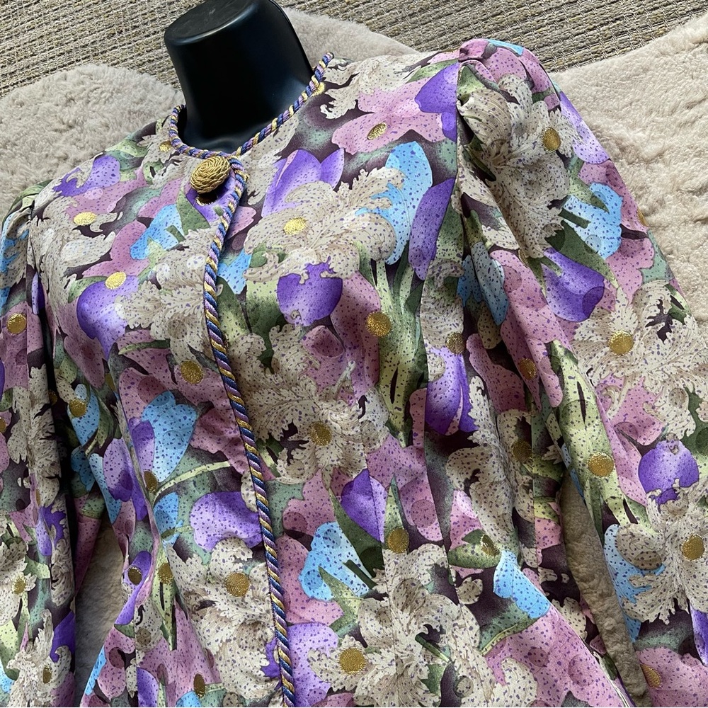 Donna Karan Silk Floral Embroidered Jacket - Picture 9 of 11